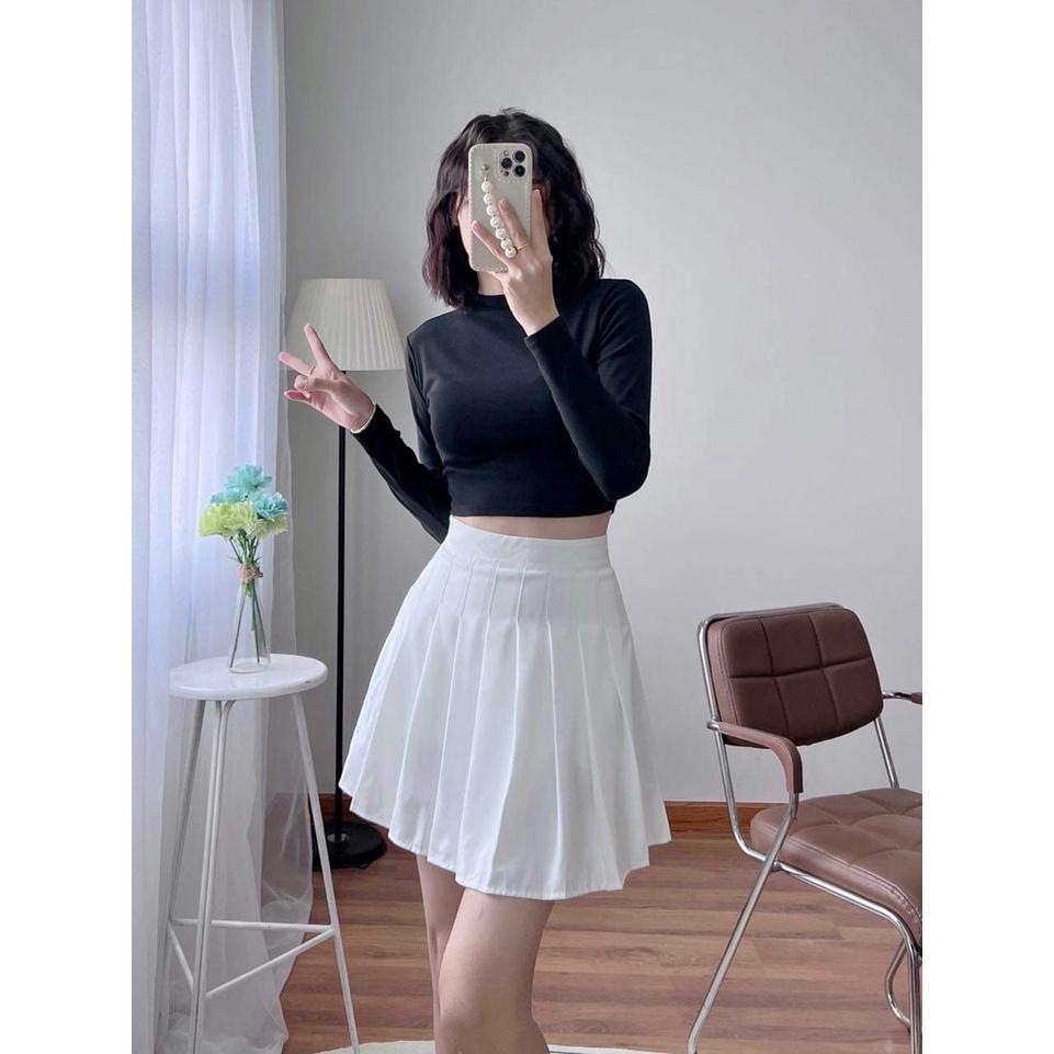 Áo Croptop Tay Dài Chất Thun Lụa dáng ôm body thời trang