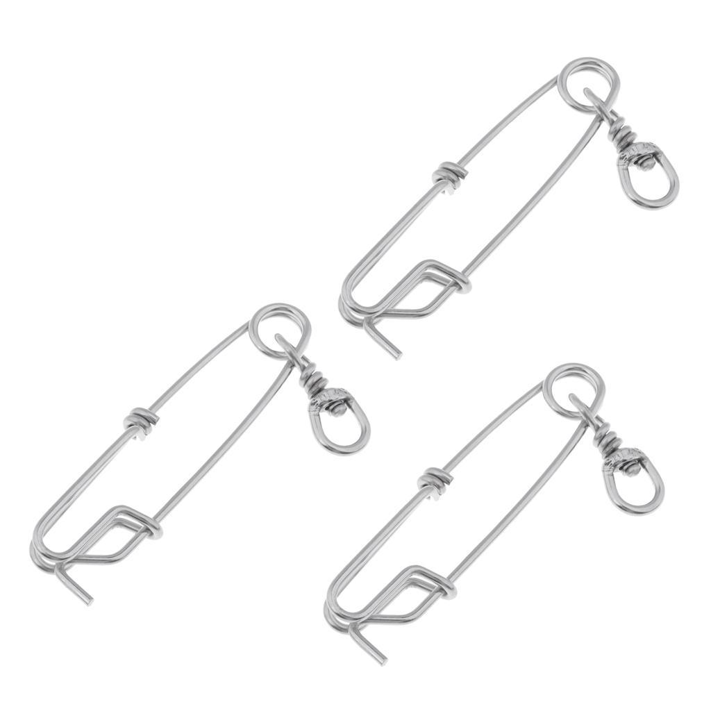 3pcs Long Line Clip Snap Stainless Steel Sea Fishing Connectors