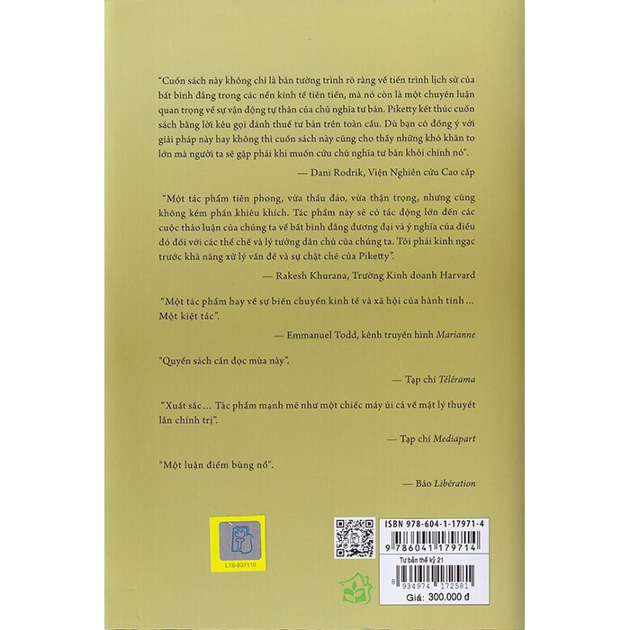 Tư Bản Thế Kỷ 21 - Thomas Piketty - Trần Thị Kim Chi, Hoàng Thạch Quân (dịch), Vũ Thành Tự Anh (hiệu đính) - (bìa mềm) 