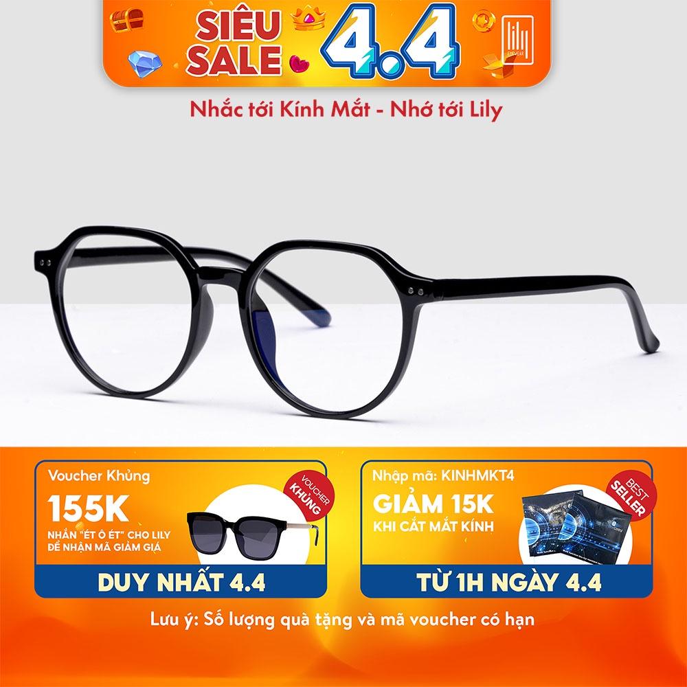 Kính mắt nam nữ LILYEYEWEAR nhựa dẻo mắt tròn đa giác màu sắc thời trang 2361