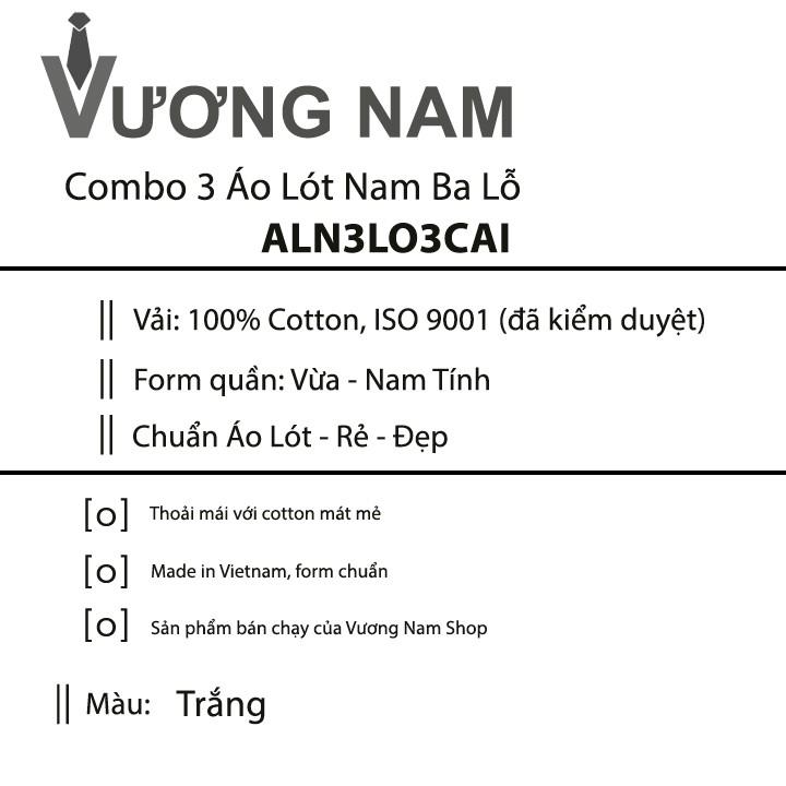 Áo lót nam cotton 3 cái hanoisimex ba lỗ sát nách trắng thấm hút mồ hôi tốt