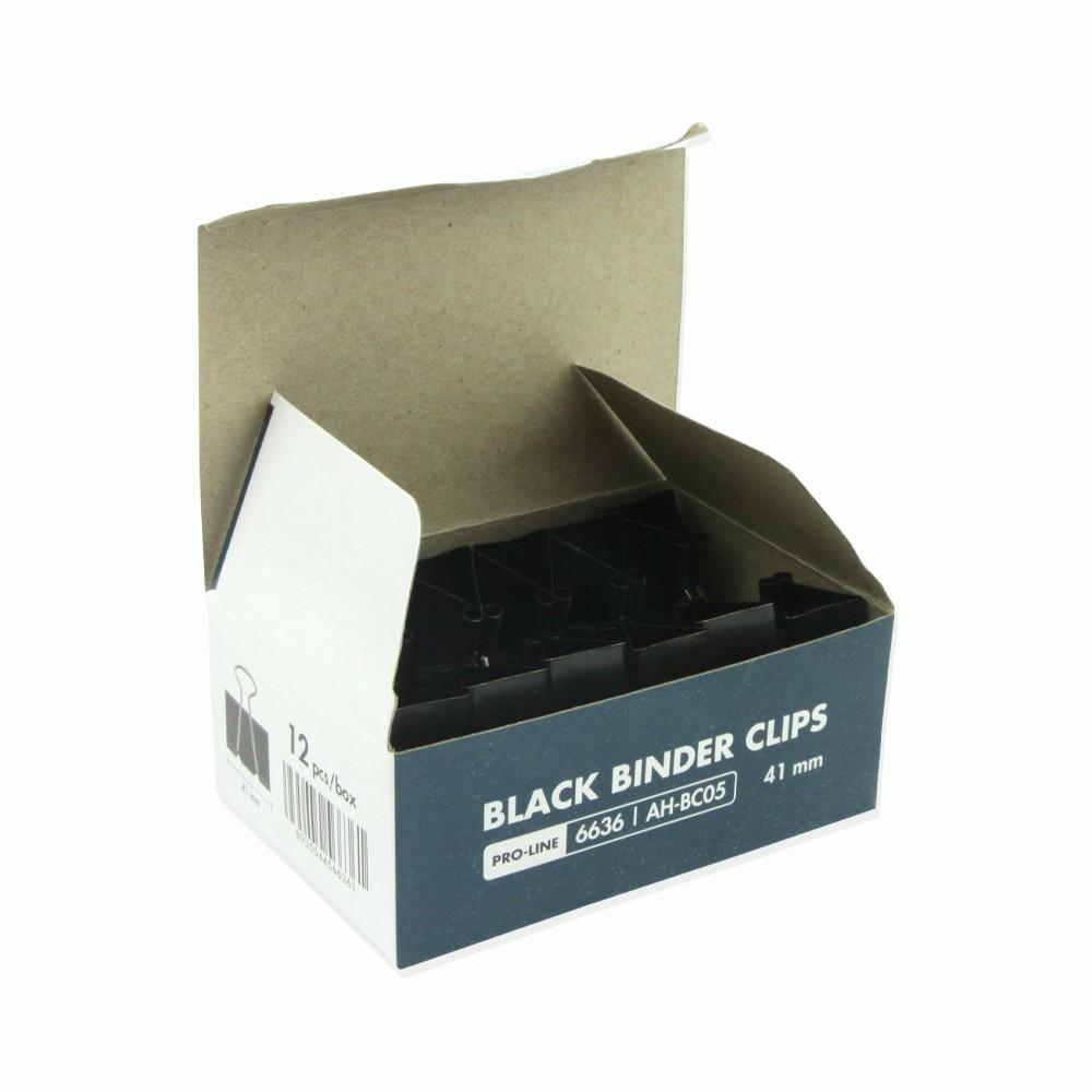 Kẹp bướm, kẹp giấy đen Hồng Hà 41mm - 6636