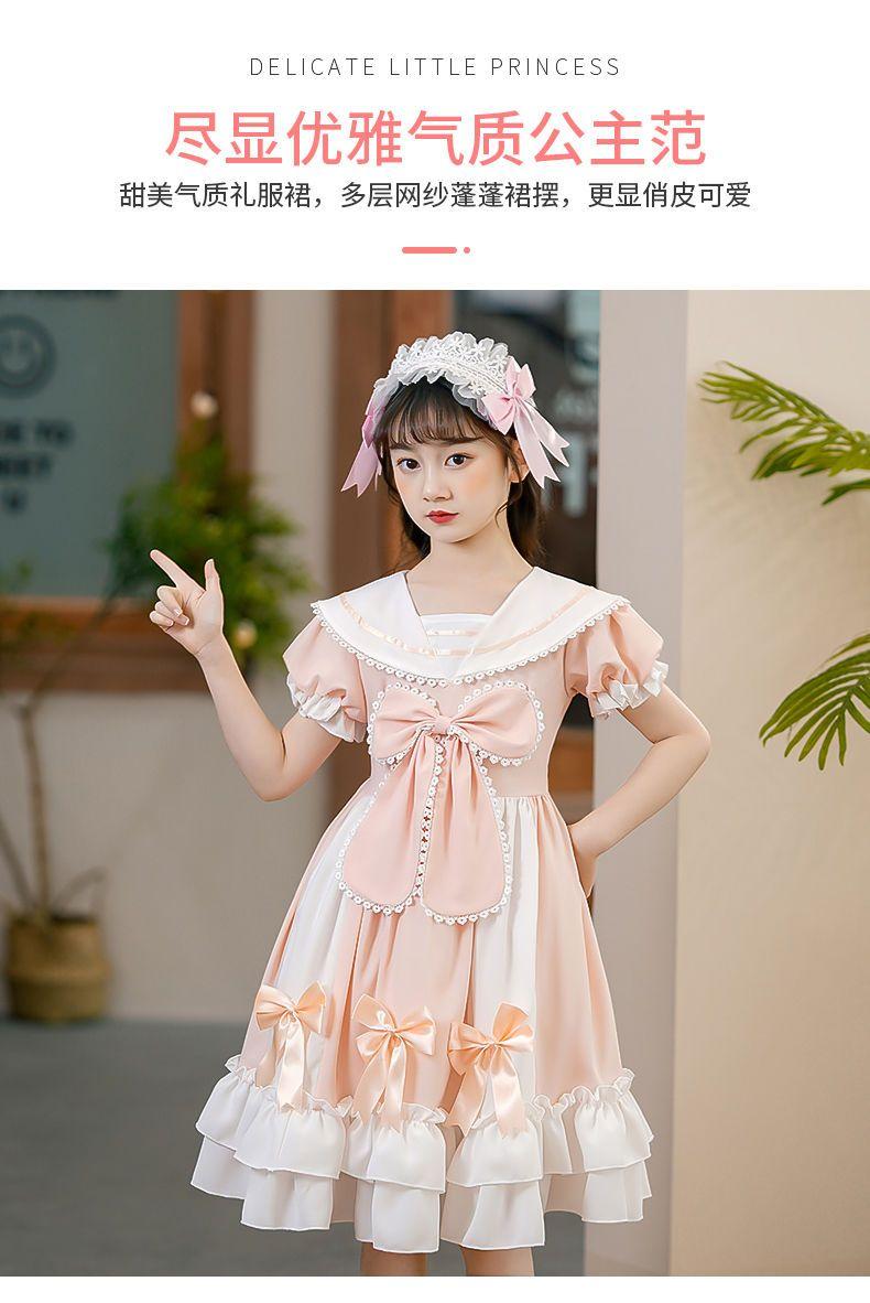 SHUANGYAN Váy công chúa Lolita cho bé gái 2023 Váy trẻ em Lolita mùa hè Váy cô gái mùa hè