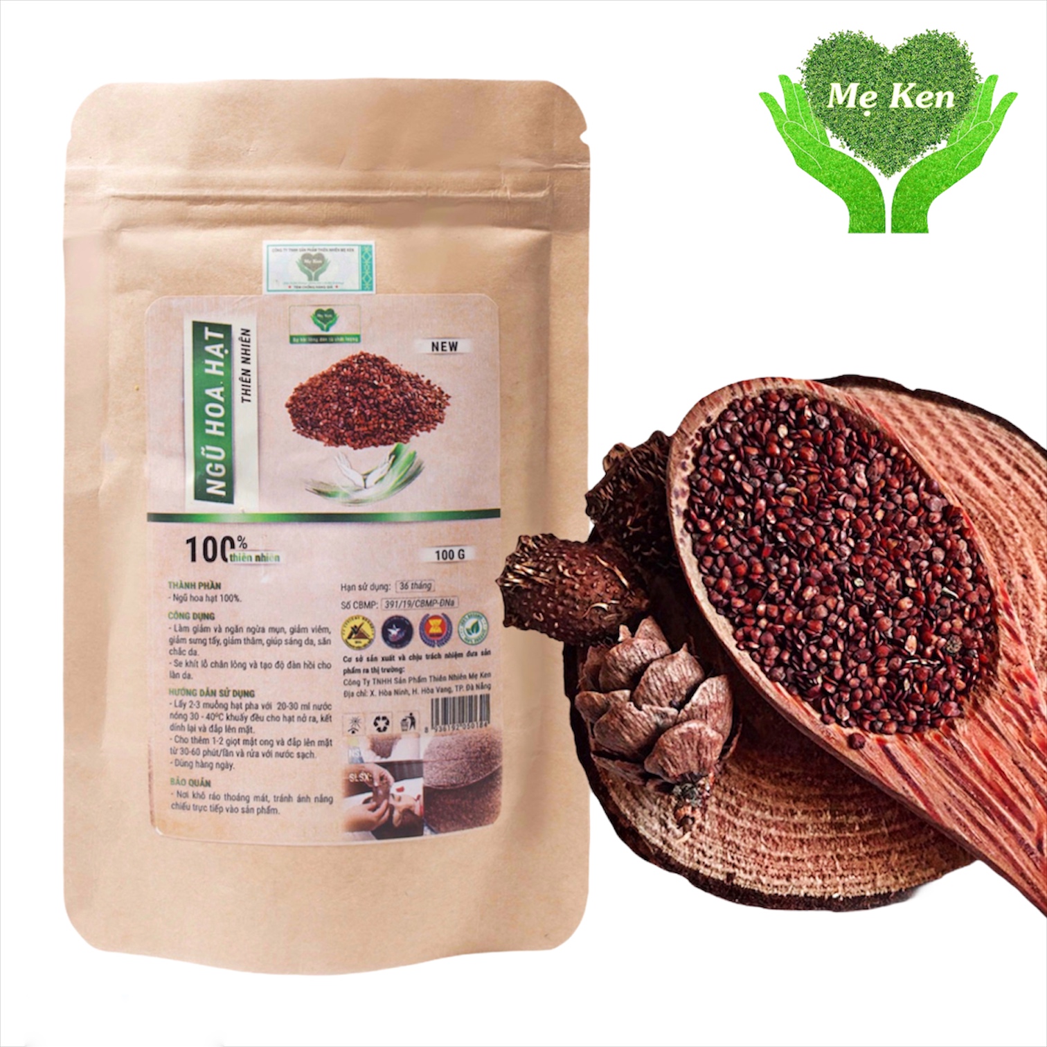 Ngũ hoa hạt thiên nhiên MẸ KEN 100G - ngũ hoa đắp mặt, mặt nạ ngũ hoa hạt, hạt đình lịch