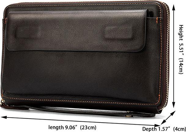 Ví cầm tay da bò BHM9043 Clutch da thật