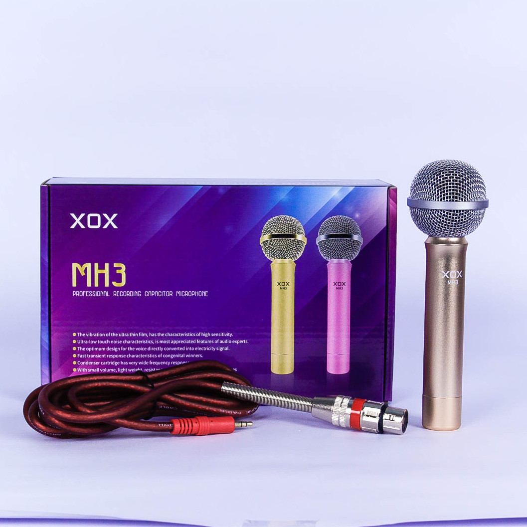 Micro thu âm XOX MH3 cho karaoke hát livestream và biểu diễn nhỏ gọn dây mic lò xo chống đứt - Hàng chính hãng