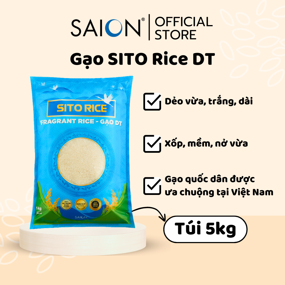 Combo 2 Túi Gạo Sito Đài Thơm 5kg Tặng 1 Túi Bún Gạo Vijoy 200g - Saion Official