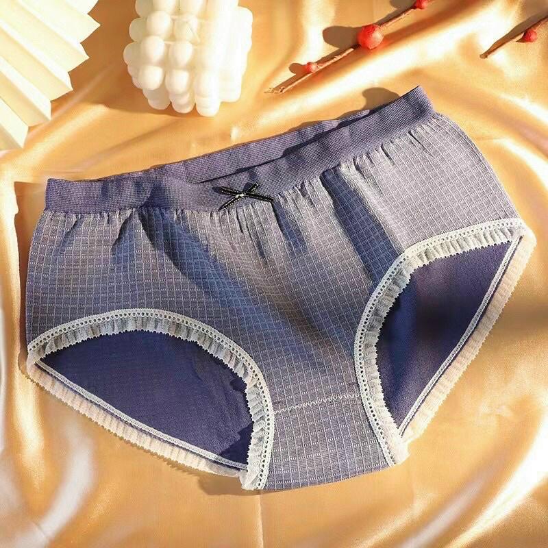 Quần Lót Cotton Viền Ren Kẻ Caro Dễ Thương Mẫu Mới