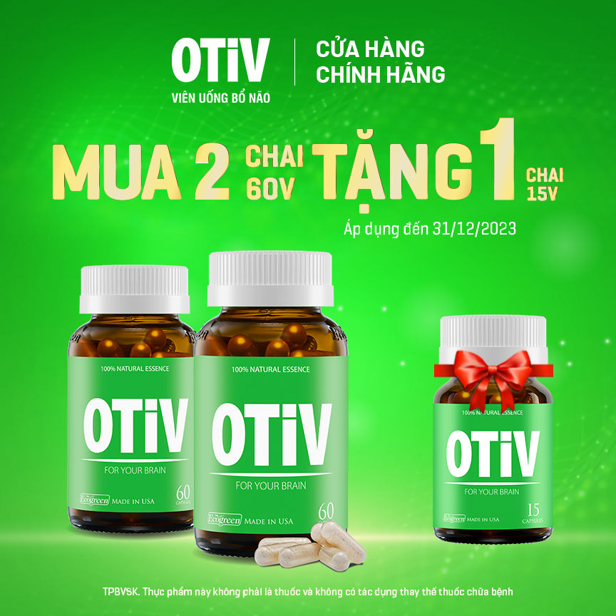 Combo 2 hộp OTIV bổ não 60 viên tặng 1 hộp 15 viên