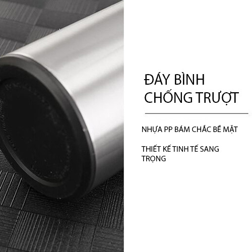 Bình giữ nhiệt đèn Led cảm biến giữ nhiệt 24h chất liệu Inox 304 cao cấp sang trọng dung tích 480ml màu Inox bền bỉ chống xước