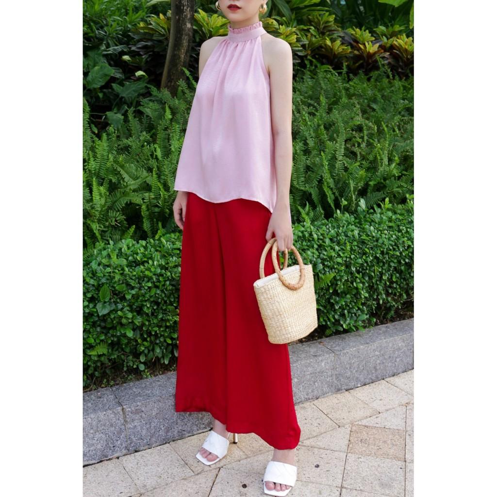KIOBI – Quần dài Tứ Quý form suông lưng cao, ống rộng, lưng thun, vải lụa nhung 4 màu - KIQ1911DO
