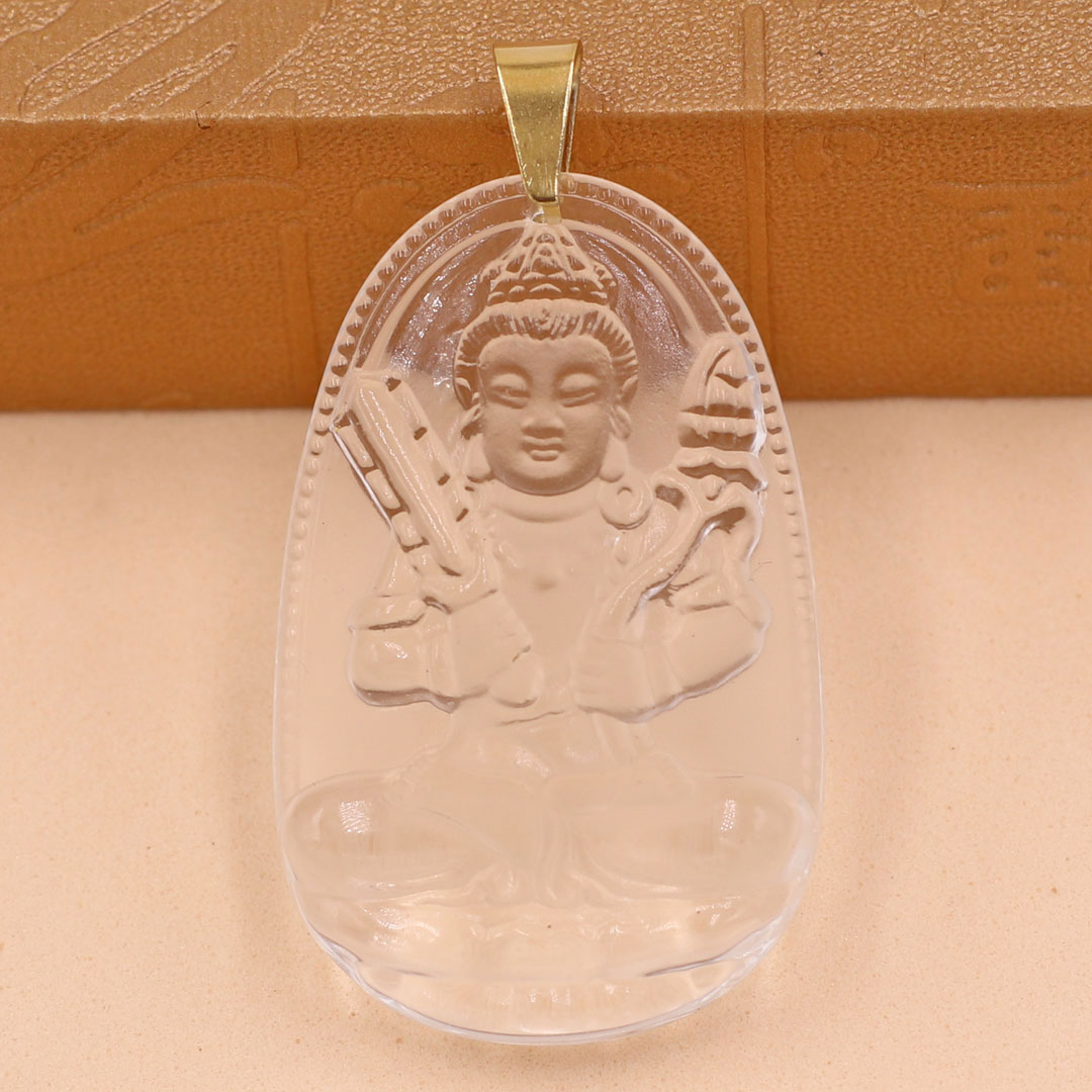 Mặt dây chuyền Hư Không Tạng Bồ Tát thủy tinh trong size nhỏ 3.6cm MFBTT6 - phật bản mệnh tuổi Sửu, Dần