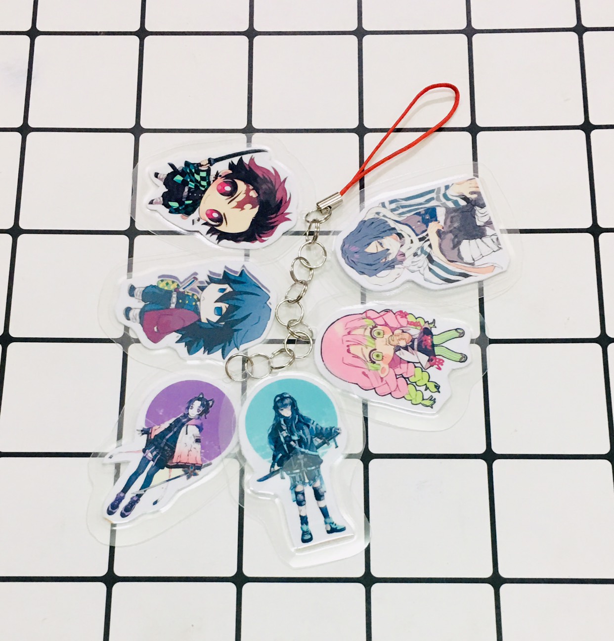3 Dây móc chùm Kimetsu no Yaiba chibi tổng 18 miếng