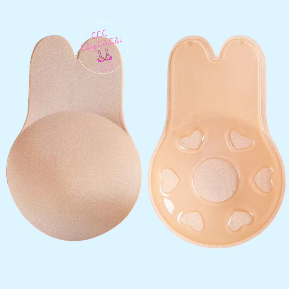 Cặp miếng dán ngực, miếng dán ti nâng ngực hình tai thỏ siêu dính tái sử dụng nhiều lần -CCC017