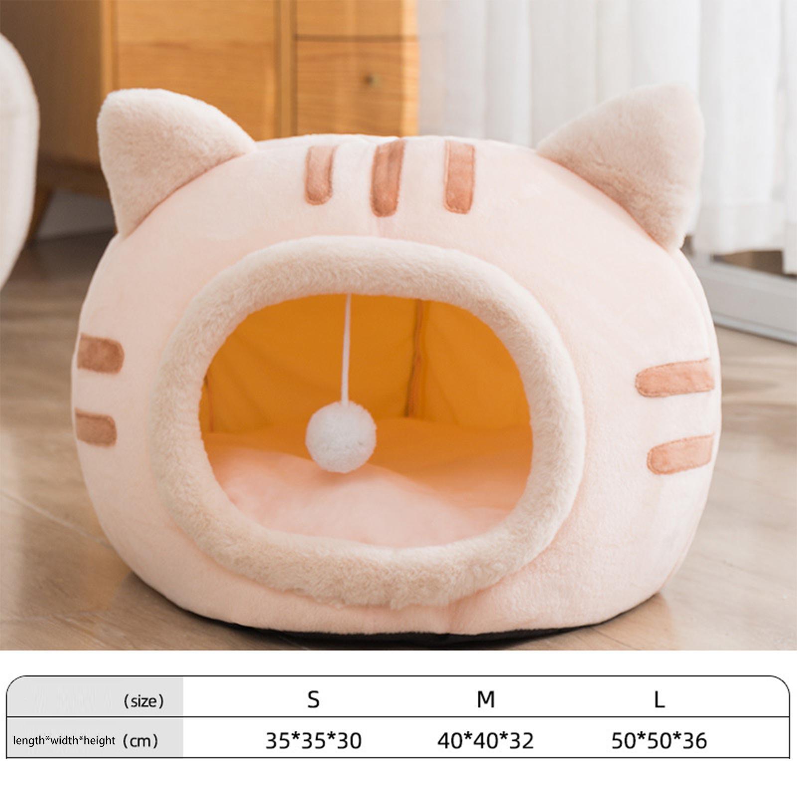 Soft Cave Cat Beds Warm Nest Semi Closed Dog Bed Kitten House Pet Supplies pink