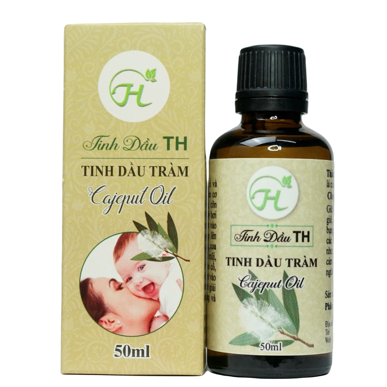 Dầu Tràm, Tinh Dầu Tràm Gió Cajeput TH Nguyên Chất (50ml), Tốt Cho Bé Sơ Sinh Và Trẻ Nhỏ, Giúp Giữ Ấm Cơ Thể Bé, Xua Đuổi Muỗi Và Côn Trùng - Có Hàm Lượng Cineol Cao, Được Kiểm Định Chất Lượng Đầy Đủ 