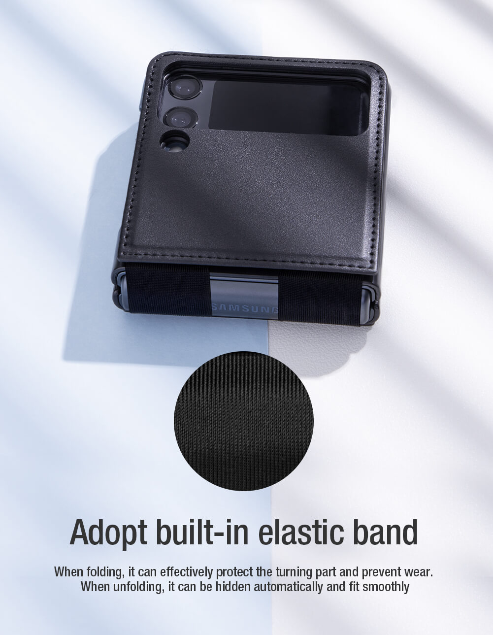 Case bao da chống sốc cho Samsung Galaxy Z Flip 3 trang bị chân chống giá đỡ điện thoại hiệu Nillkin Qin Vegan - hàng nhập khẩu