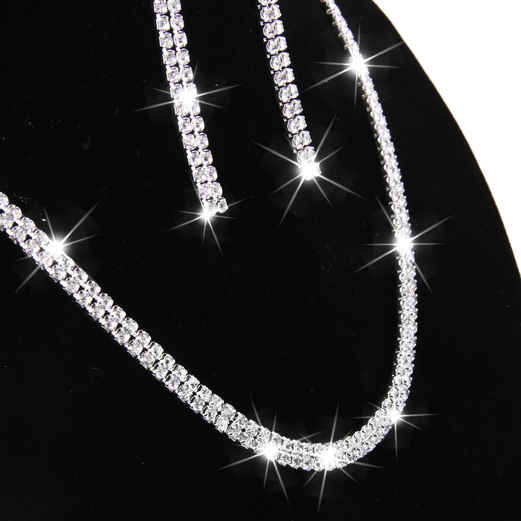 Crystal Rhinestone Necklace Drop Earrings Jewelry Set Wedding Bridal Party
