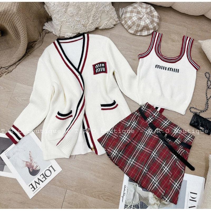 Set Len Miuiu 3 Món Kẻ Đỏ QC- HL BY JOLIE - Set