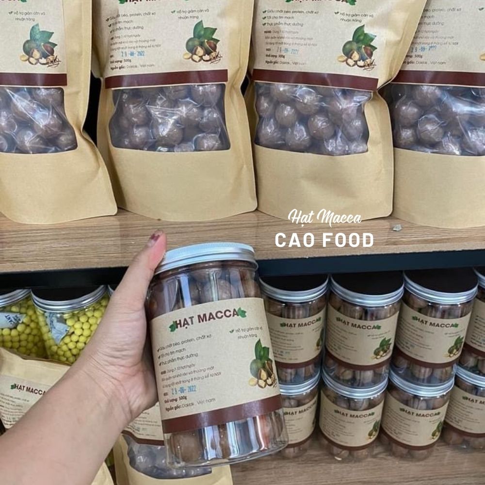 Hạt Macca Đaklak CAO Food loại 1 to tròn tự nhiên, ngọt bùi từng hạt - có kèm khui mở