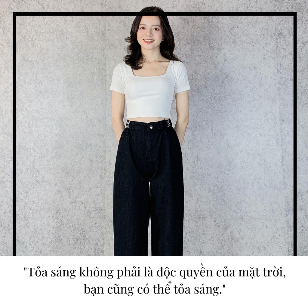 Quần jean suông móc cài EMIX (2 màu), unisex, dáng dài, cạp cao, form thụng, vải jean mềm nhẹ, cá tính