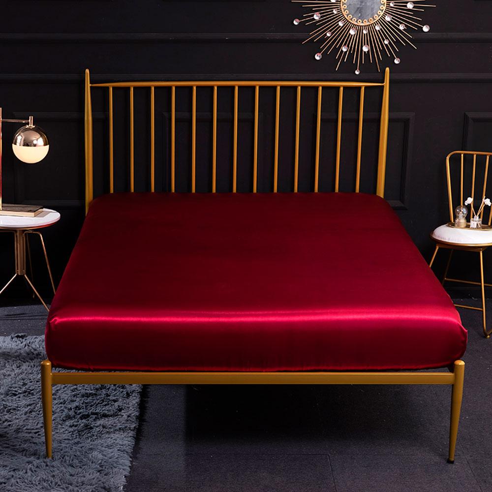 Nóng Lụa Satin Trang Bị Tấm Với Vỏ Gối Giường Tấm Bảo Vệ Nệm Màu Trắng Đen Xám Xanh Tím Đôi Nữ Hoàng Drap Giường