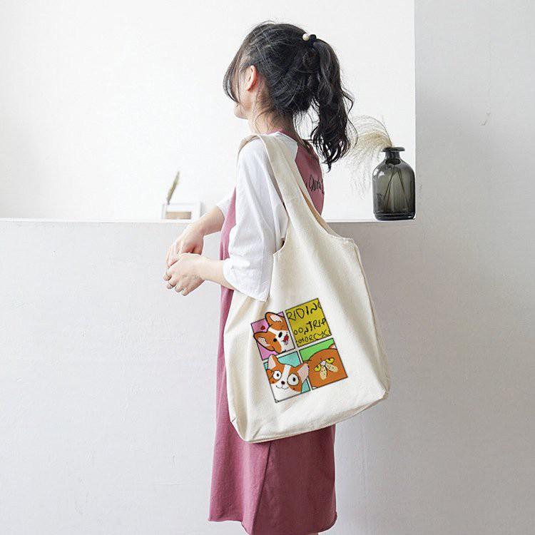 TÚI TOTE in hình chó con cute - Túi Tote canvas cao cấp