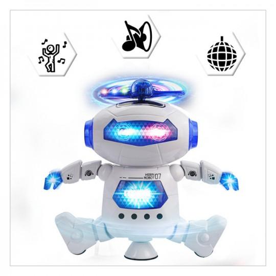 Robot thông minh xoay 360 độ có đèn, nhạc