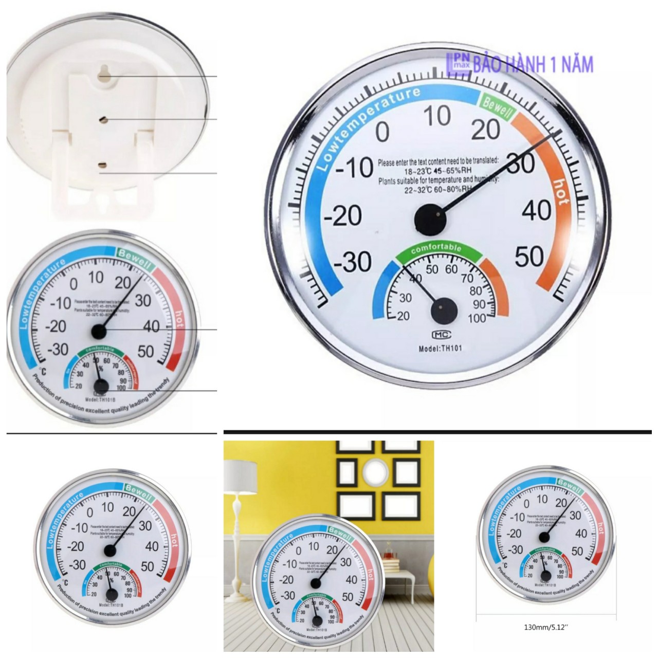 Đồng hồ Nhiệt kế đo nhiệt độ và độ ẩm 2in1 trong nhà ngoài trời loại tốt mẫu mới