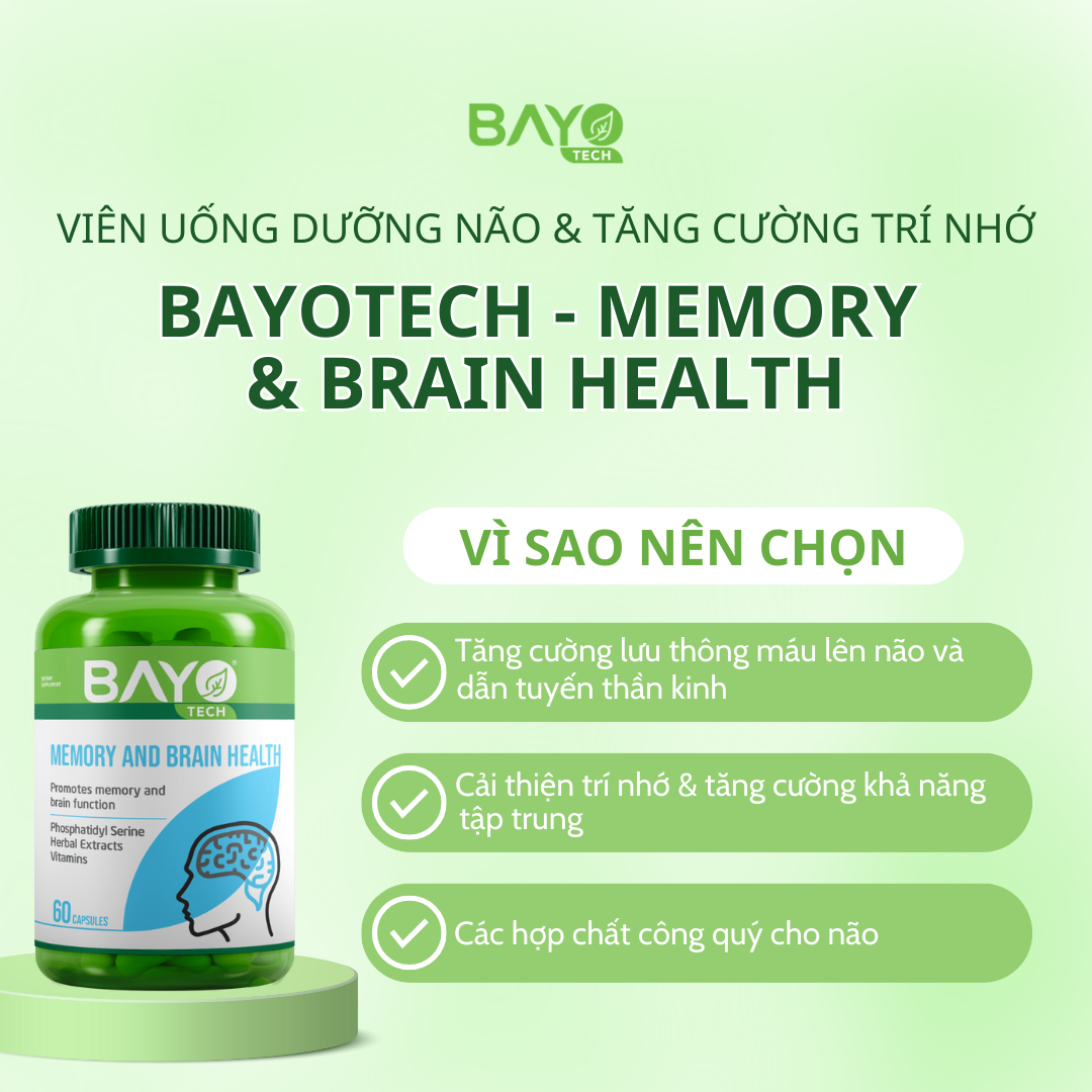 Viên uống dưỡng não và tăng cường trí nhớ BayoTech - Memory & Brain Health