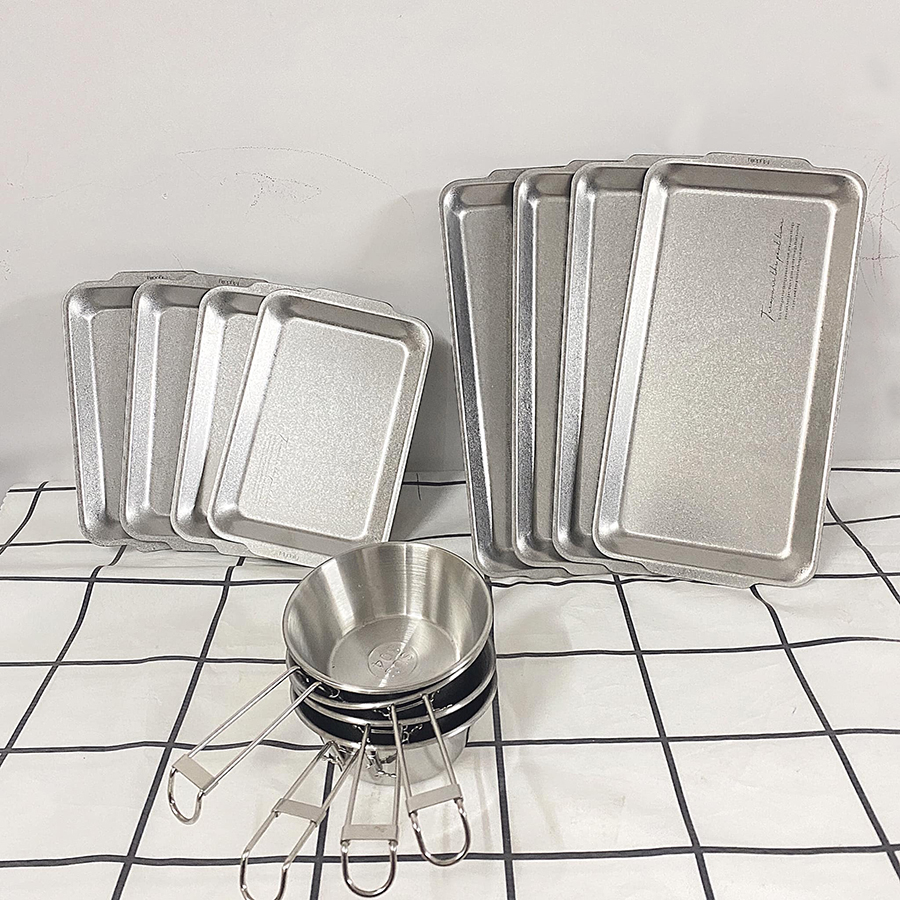 Đĩa Khay Inox Giả Titan Đựng Đồ Ăn Khi Đi Dã Ngoại