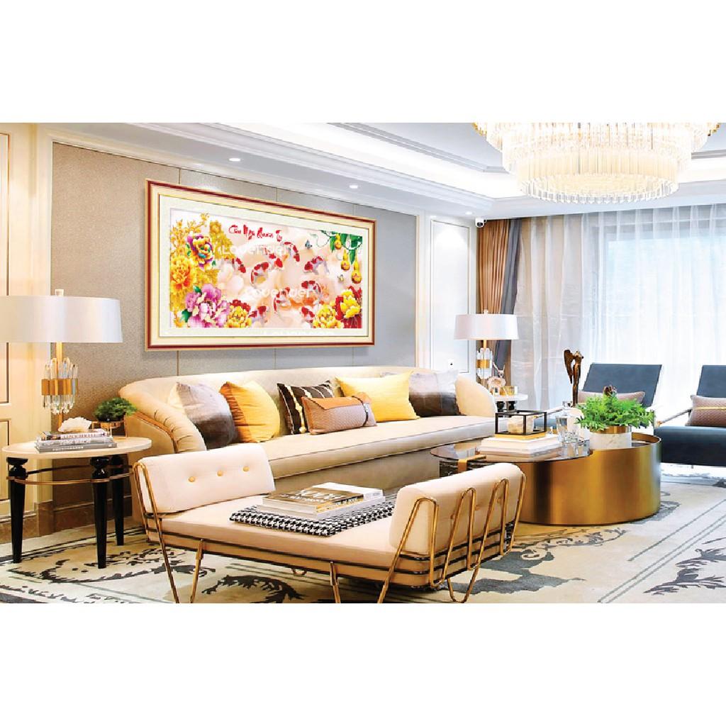 Tranh thêu cửu ngư quần hội LV3202 - kích thước: 107 * 52cm.