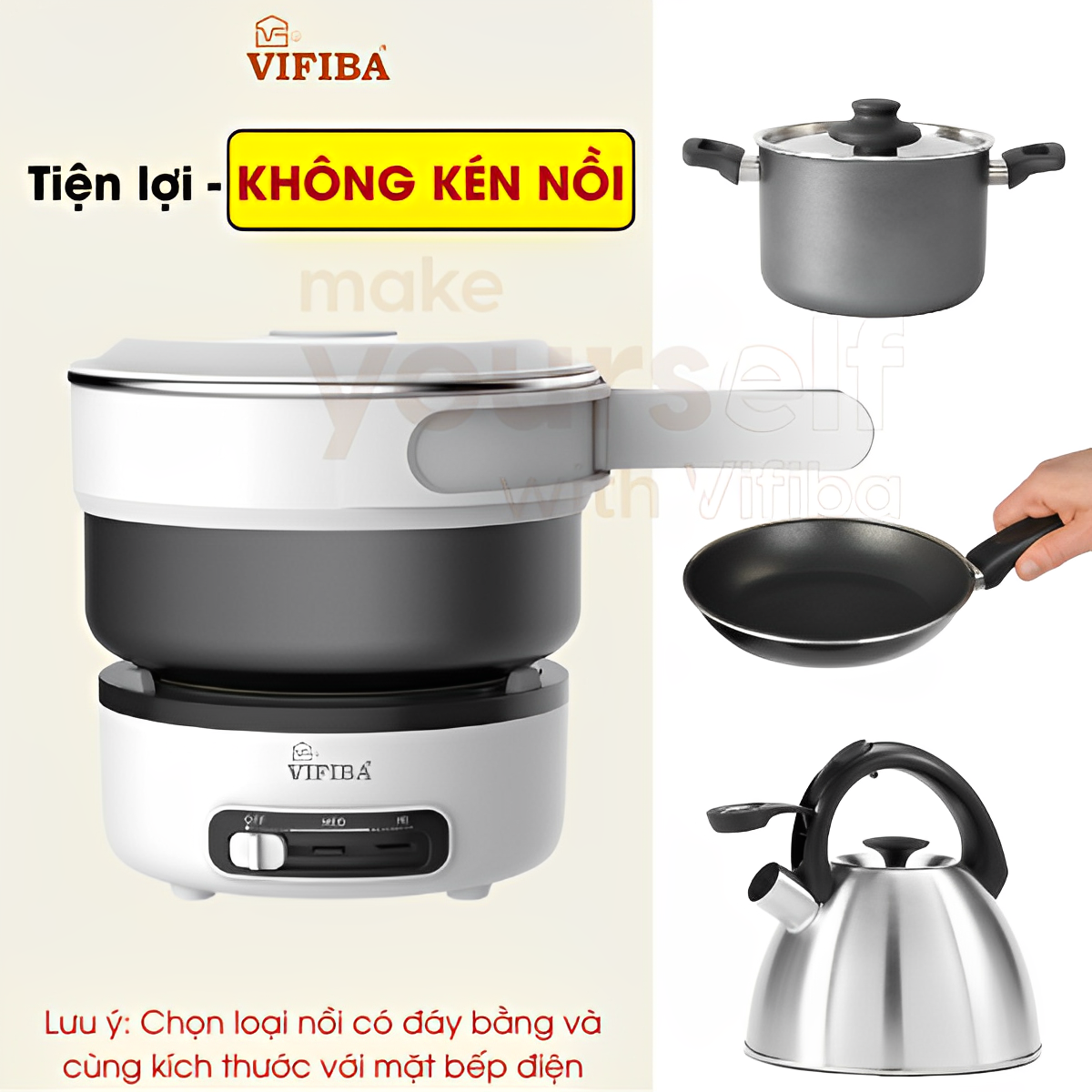 Nồi lẩu điện mini đa năng chống dính cao cấp Homea2z, combo bếp và nồi có tay cầm gấp gọn thông minh, nồi mini du lịch