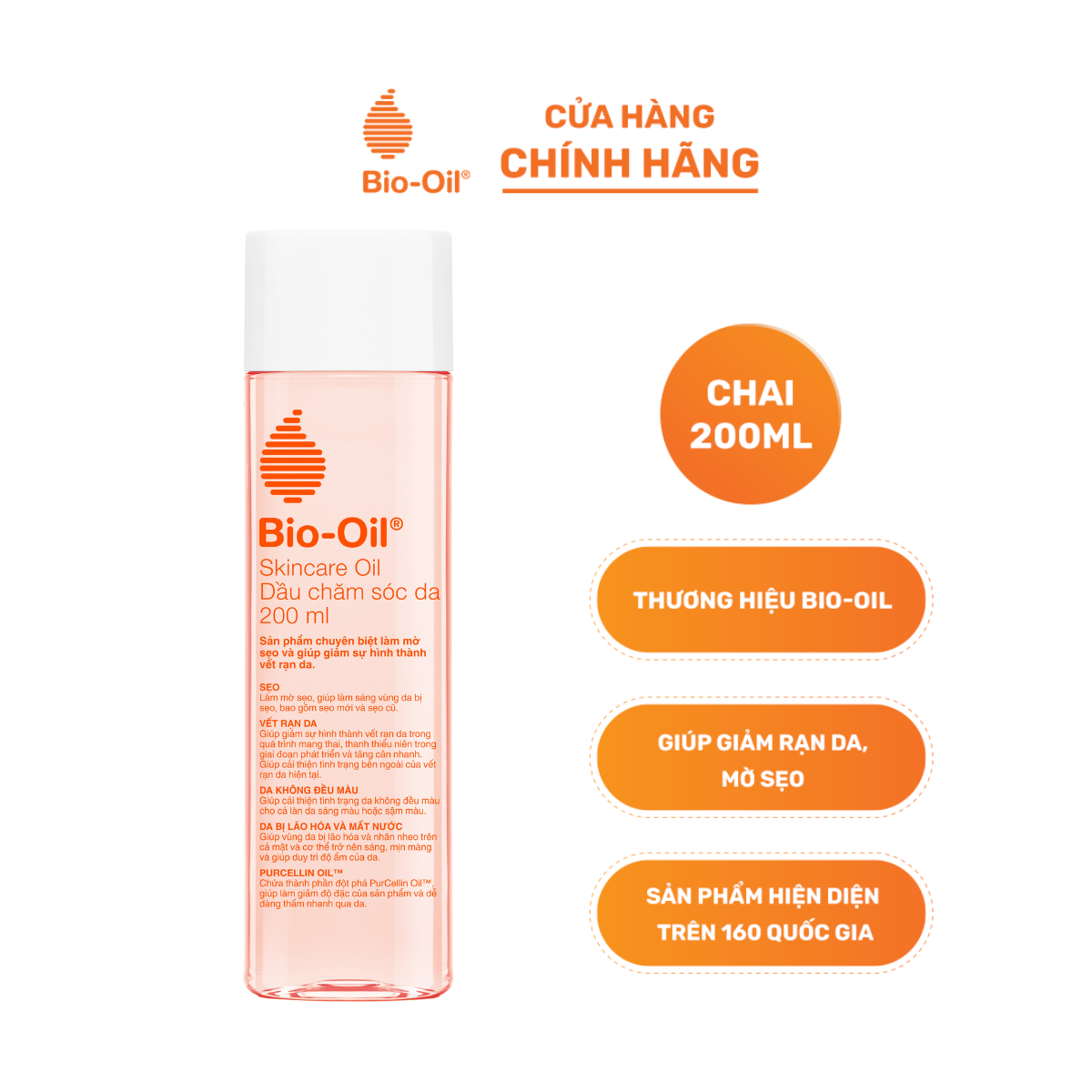 Dầu chăm sóc da giúp cải thiện rạn da, mờ sẹo và đều màu da - BIO-OIL SKINCARE OIL (chai 200ml)