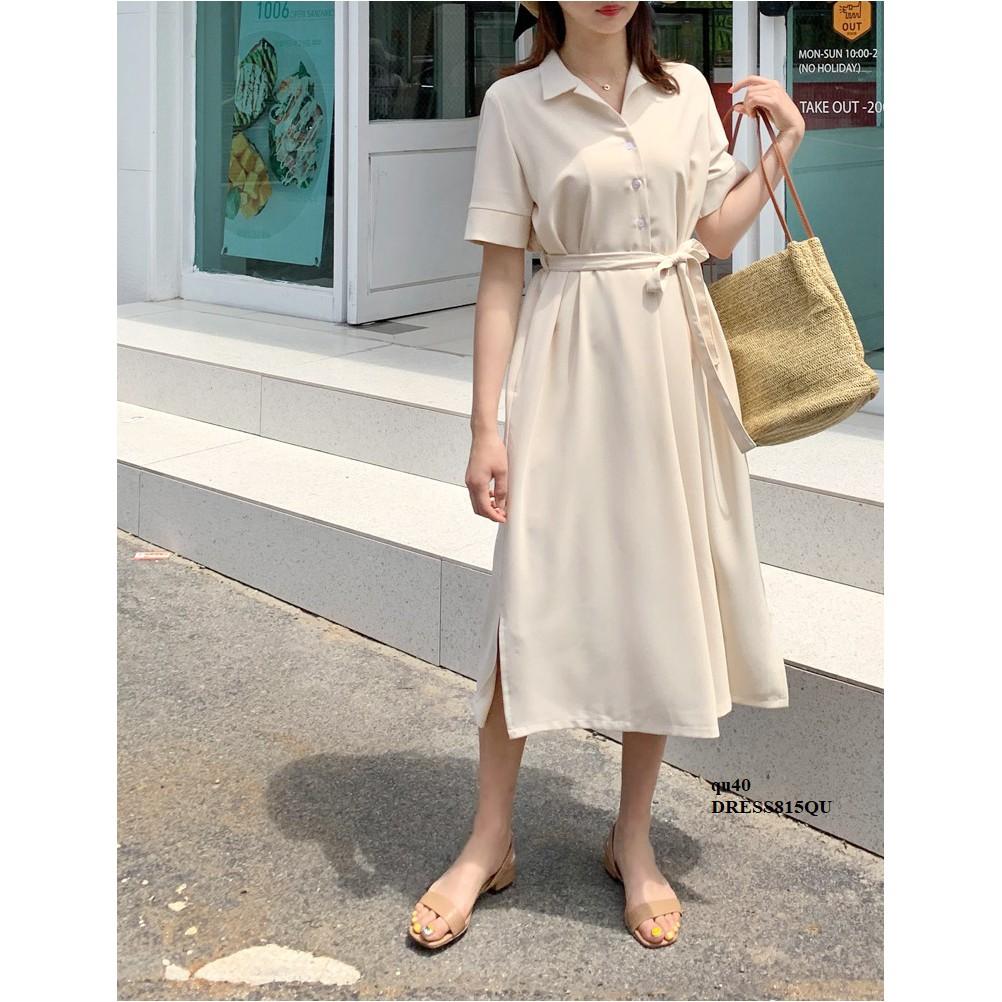 DRESS730 ĐẦM SƠ MI THẮT NƠ EO