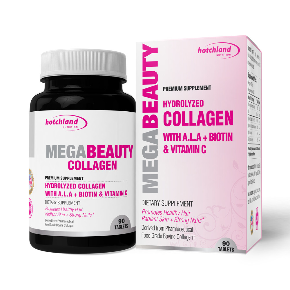 Hình ảnh Viên uống Collagen giúp da trắng sáng tự nhiên MegaBeauty - Hàng chính hãng Hotchland Nutrition Việt Nam [Hộp 90 Viên] - HL4653