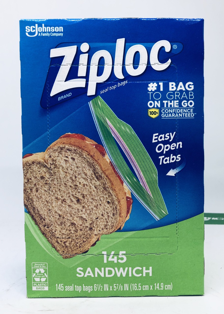 TÚI ZIPLOC ĐỰNG THỰC PHẨM CỦA MỸ ZIPLOC SANDWICH 145 TOTAL BAGS