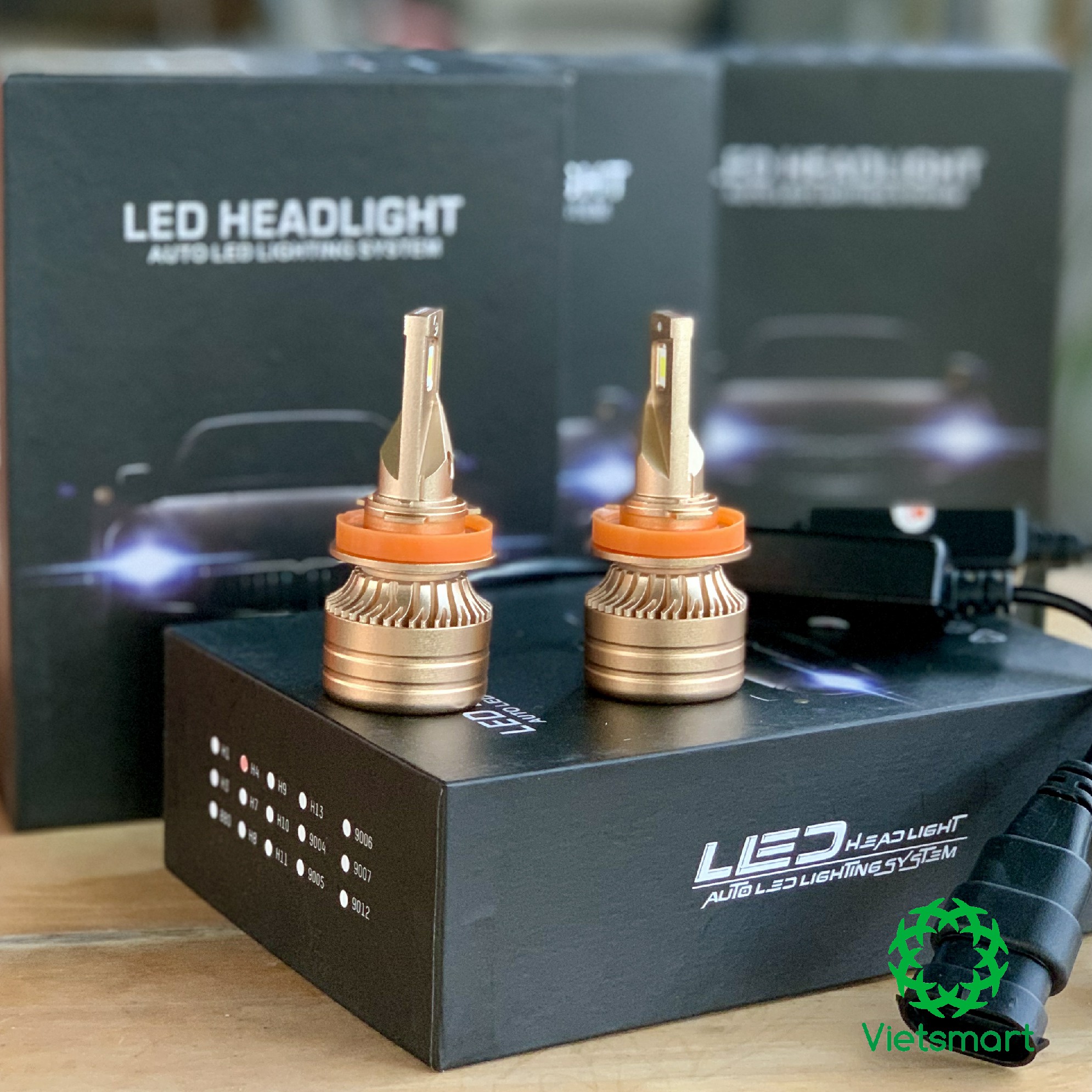 Đèn LED pha cos XM70 Gold 60W siêu sáng cho ô tô xe máy H1 H7 H8 H9 H11 HB3 9005 HB4 9006 H4