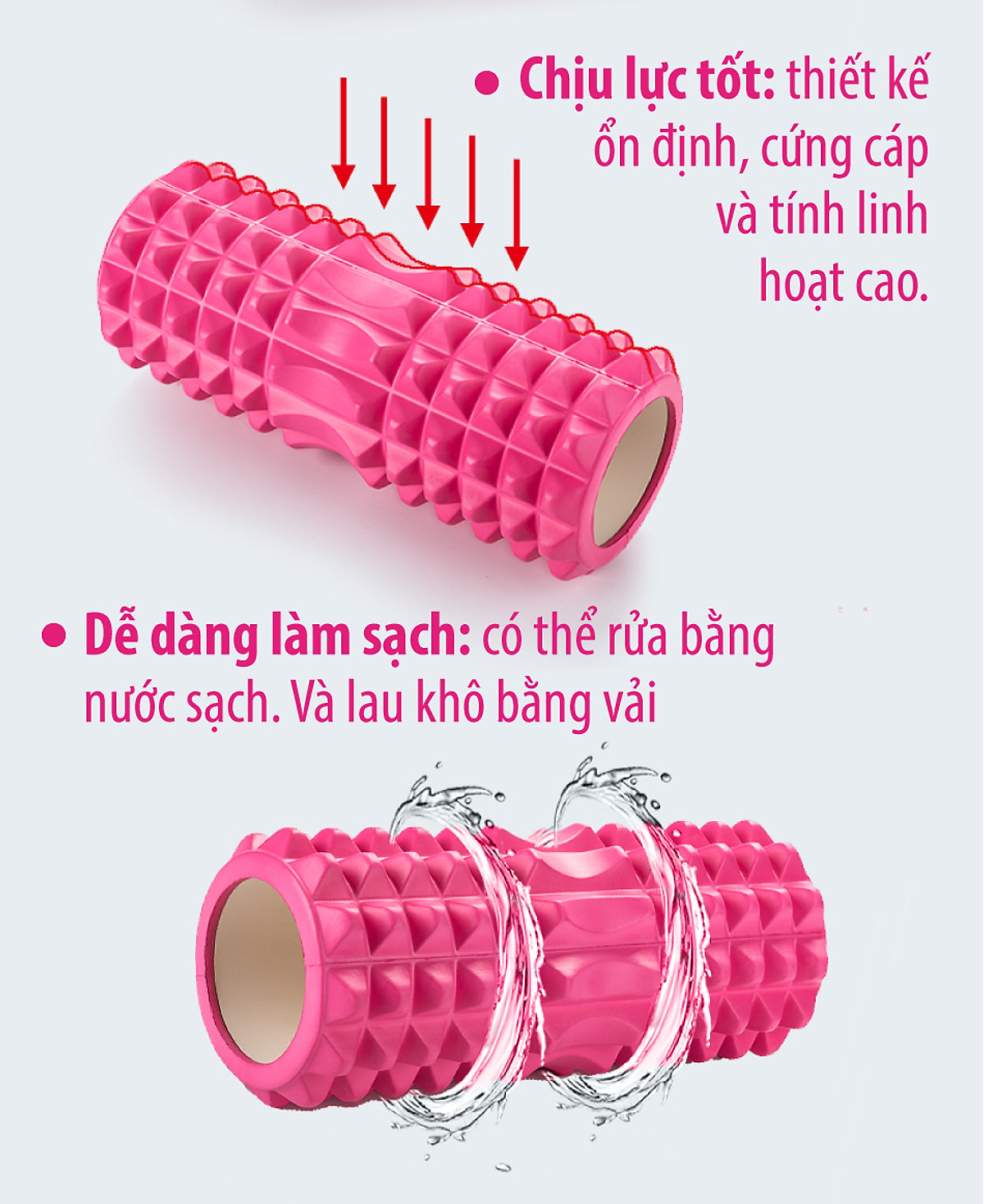 Con lăn Yoga Massage Foarm Roller, ống trụ lăn xốp thể thao giãn cơ có gai roam rollet cao cấp, ống lăn giãn cơ - Chính hãng DoDoDios