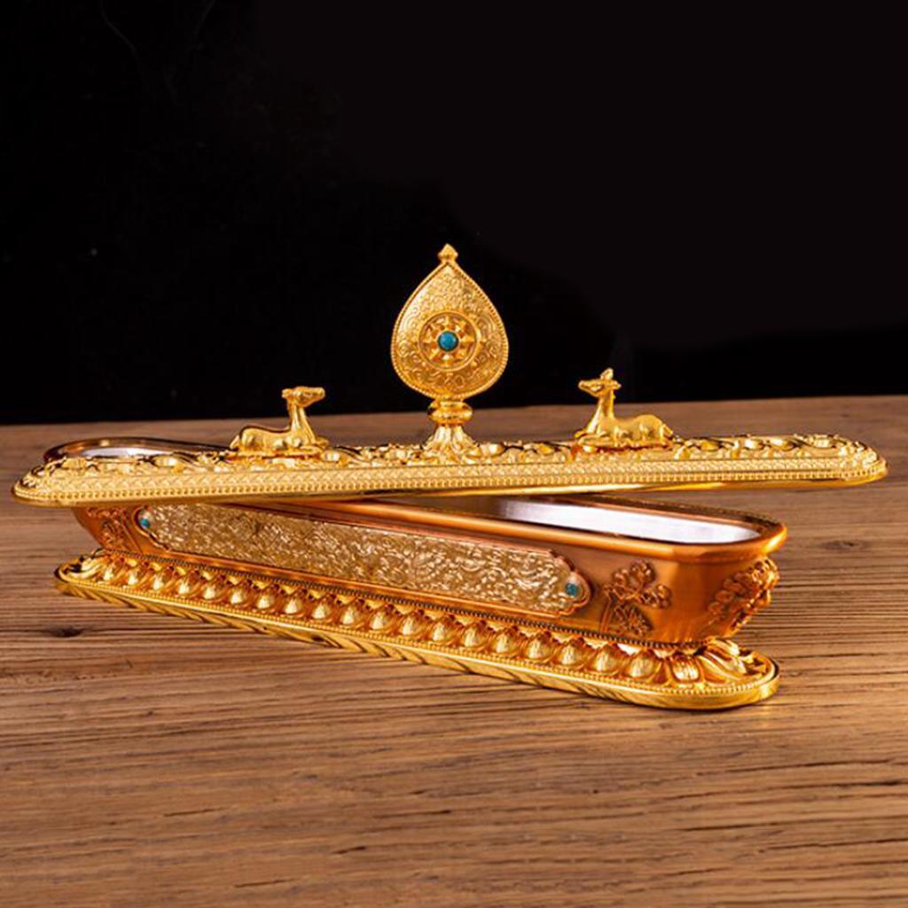 Japanese Style Incense Burner Holder - Rectangle, Gold