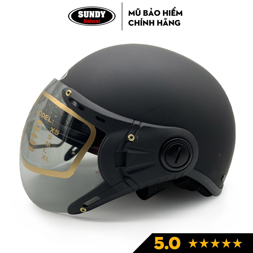 Mũ bảo hiểm nửa đầu có kính SUNDY Helmet  HP-01K an toàn, thời trang, nhiều màu cá tính, Freesize (vòng đầu 55-59cm)