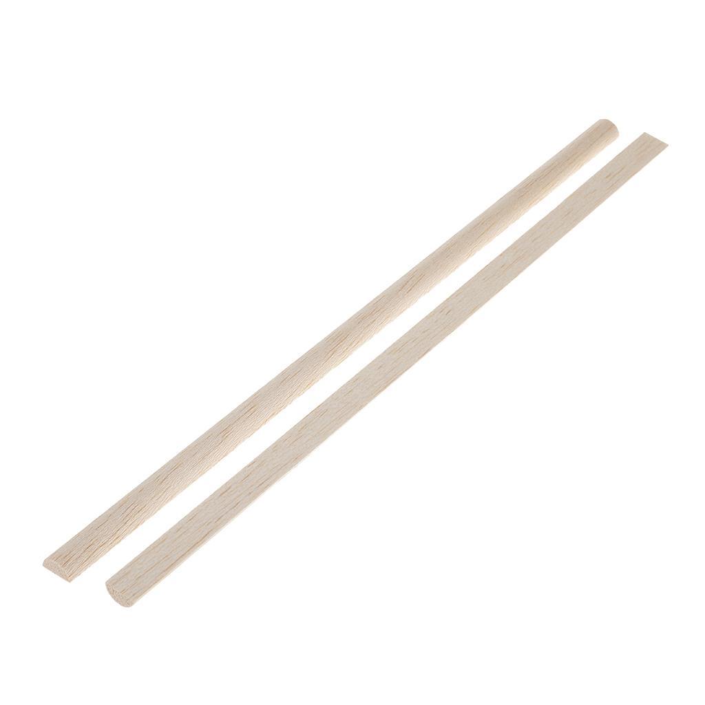2x 10 Pieces Unfinished Natural Wood Craft Dowel Rods Semi-circle Sticks