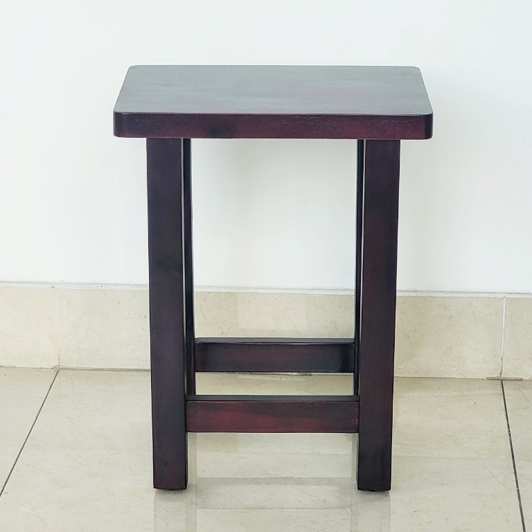 Ghế Đôn Gỗ Cao 46cm Mặt Chữ Nhật, Ghế Cafe Phố Chất Gỗ Dày - Hàng VN Xuất Khẩu