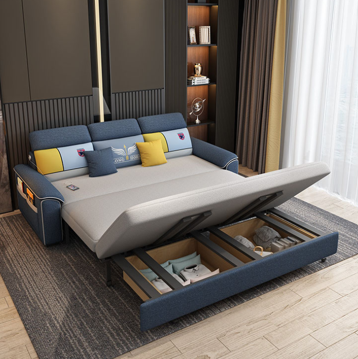 Sofa giường đa năng hộc kéo đầu bật cao cấp HGK-28 ngăn chứa đồ tiện dụng Tundo KT 2m1