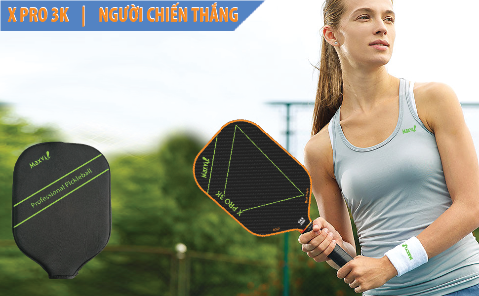 VỢT PICKLEBALL X PRO 3K MẶT SỢI CARBON 3K ĐAN CHÉO TẠO SOÁY CHO NGƯỜI CHƠI CHUYÊN NGHIỆP CÓ TRỢ LỰC