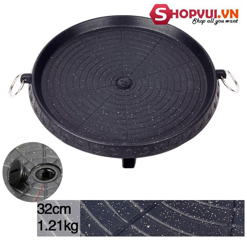 chảo nướng thịt BBQ Hàn Quốc size lớn 32cm mặt đá chống dính cao cấp