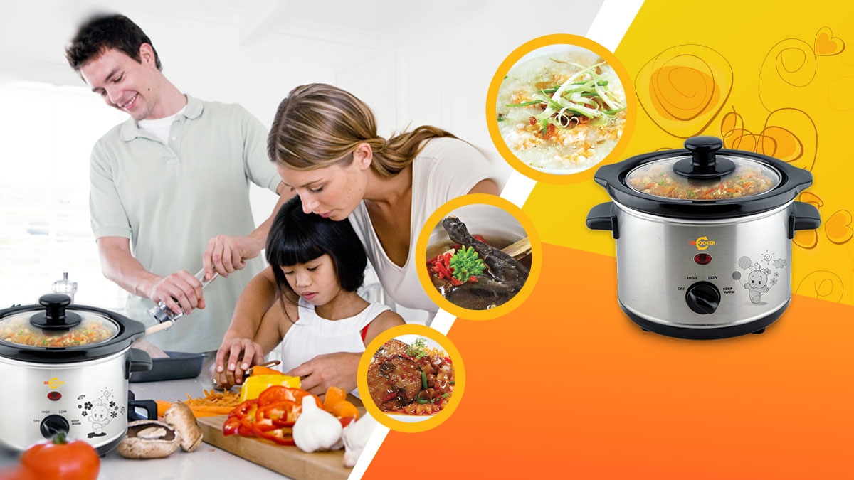 Nồi nấu cháo chậm đa năng Hàn Quốc BBCooker BS07 kèm bộ thìa đũa bằng inox