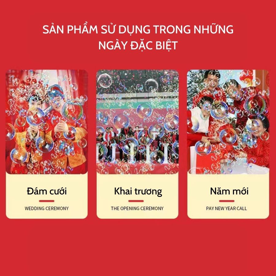 Máy Điện Thổi Bong Bóng Xà Phòng Tự Động - Có Đèn Led Nhiều Màu Kèm Nhạc - Trang Trí Ngày Lễ, Tết