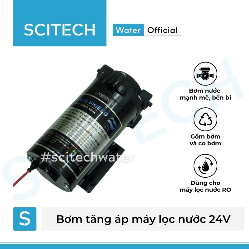 Bơm tăng áp máy lọc nước 24V (Tặng kèm co bơm) - Hàng chính hãng