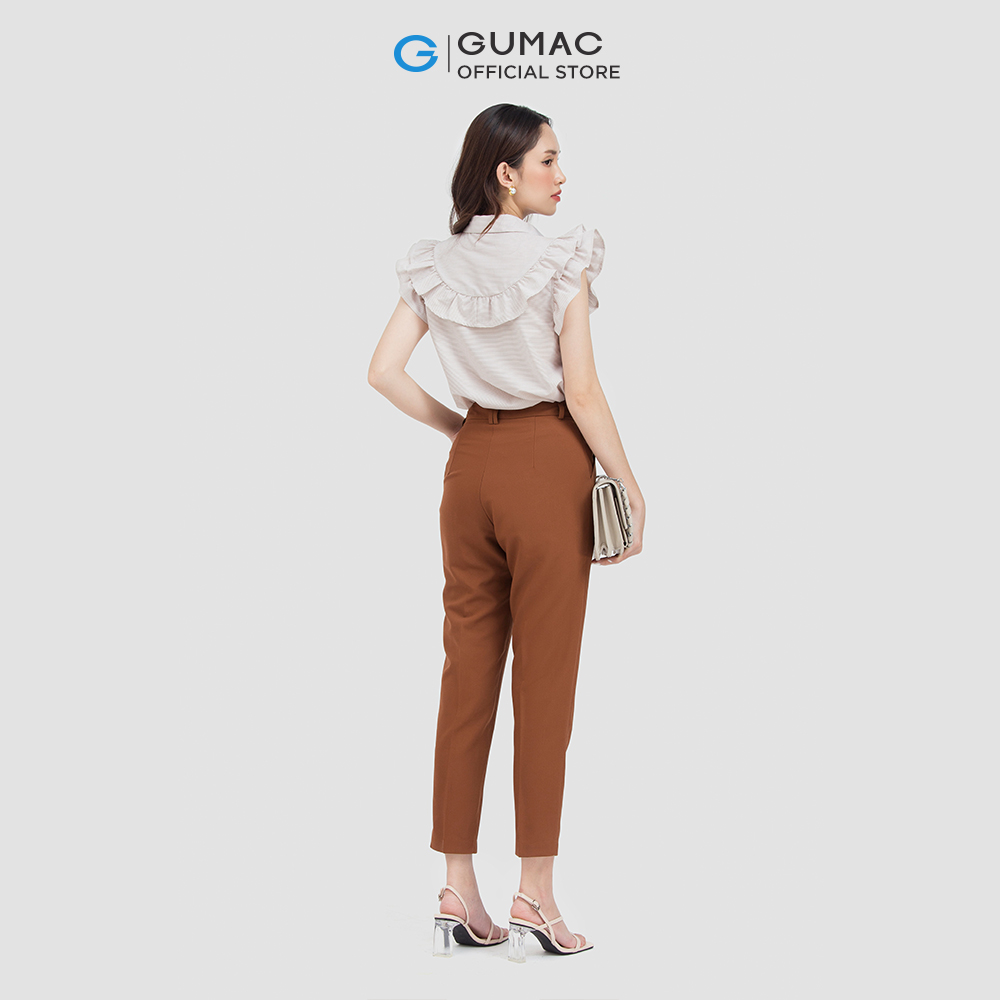 Áo sơ mi nữ GUMAC AC06058 tay ngắn kiểu phối bèo